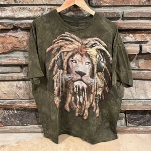 The Mountain Rasta Lion Green Tie Dye Crewneck Tee